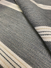 Load image into Gallery viewer, Designer Grey Beige Woven Nautical Stripe Upholstery Fabric STA 3246