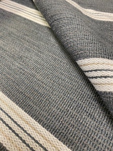 Designer Grey Beige Woven Nautical Stripe Upholstery Fabric STA 3246