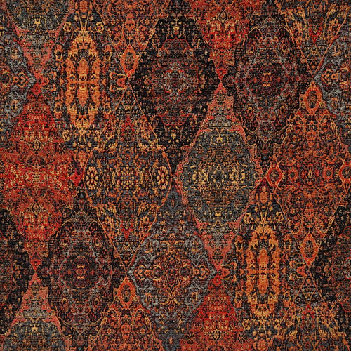 Rusty Red Yellow Black Kilim Tapestry Upholstery Fabric MGF