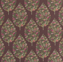 Load image into Gallery viewer, Stain Resistant Floral Purple Green Pomegranate Drapery Upholstery Fabric CF