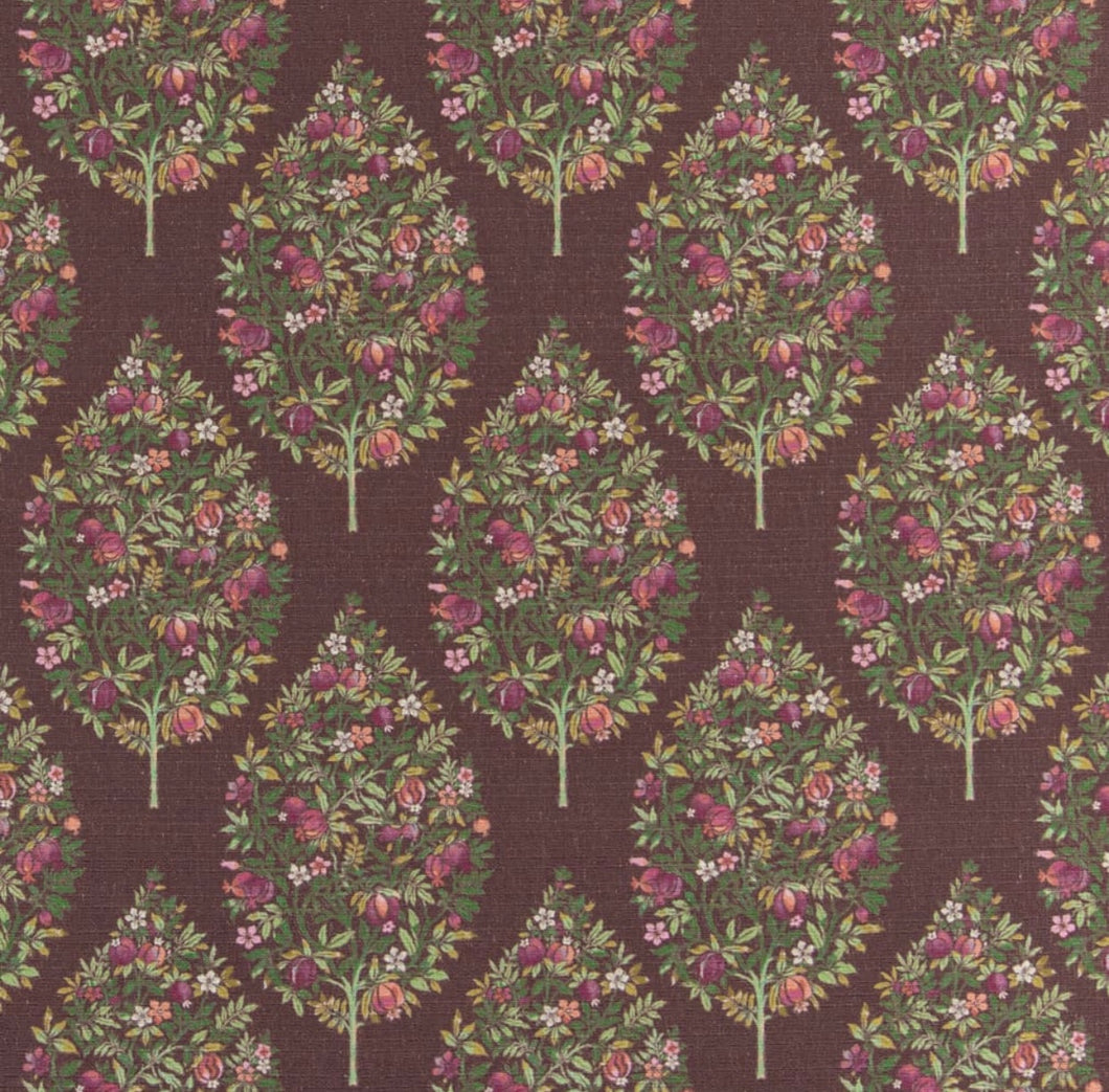 Stain Resistant Floral Purple Green Pomegranate Drapery Upholstery Fabric CF