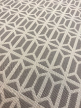 Load image into Gallery viewer, Water &amp; Stain Resistant Indoor Outdoor Trellis Geometric Grey Cream Upholstery Fabric STA 3802