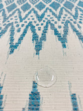 Load image into Gallery viewer, Designer Blue Teal Cream Stripe Ikat Indoor Outdoor Water &amp; Stain Resistant Upholstery Fabric STA 3292