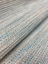 Load image into Gallery viewer, Cowtan &amp; Tout Bottega Aqua Woven Linen MCM Mid Century Modern Aqua Green Taupe Indoor Outdoor Polypropylene Tweed Upholstery Fabric STA 3065