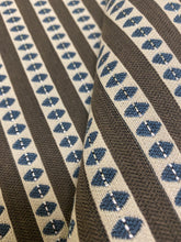 Load image into Gallery viewer, Designer Navy Blue Beige Brown Stripe Water &amp; Stain Resistant Upholstery Fabric WHS 3604