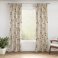 Load image into Gallery viewer, Stain Resistant Cream Black Beige Floral Upholstery Drapery Fabric CF