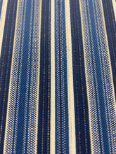 Load image into Gallery viewer, Designer Water &amp; Stain Resistant Navy Blue White Nautical Stripe Upholstery Fabric STA 3080