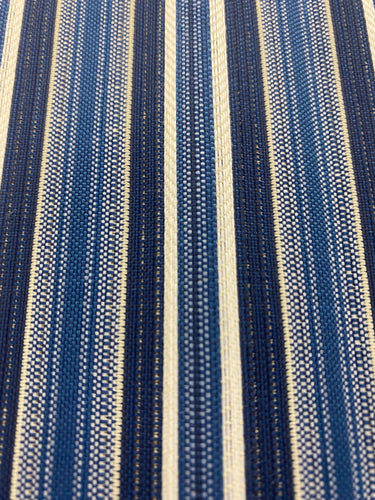 Designer Water & Stain Resistant Navy Blue White Nautical Stripe Upholstery Fabric STA 3080