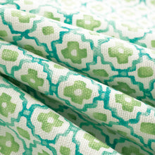 Load image into Gallery viewer, Emerald Green Cream Cotton Batik Medallion Upholstery Drapery Fabric FB