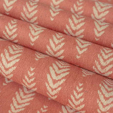 Load image into Gallery viewer, Linen Cotton Fern Floral Botanical Ikat Drapery Fabric Coral Cream FB