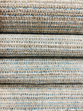 Load image into Gallery viewer, 1.6 Yard Designer Linen Flax Viscose Blue Cream Beige Brown Tweed MCM Mid Century Modern Water &amp; Stain Resistant Upholstery Fabric WHS 4035