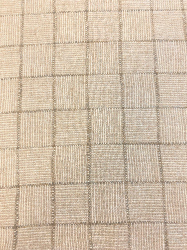 Mark Alexander Crosshatch Check Natural Linen Wool Beige Cream Upholstery Fabric STA 3730