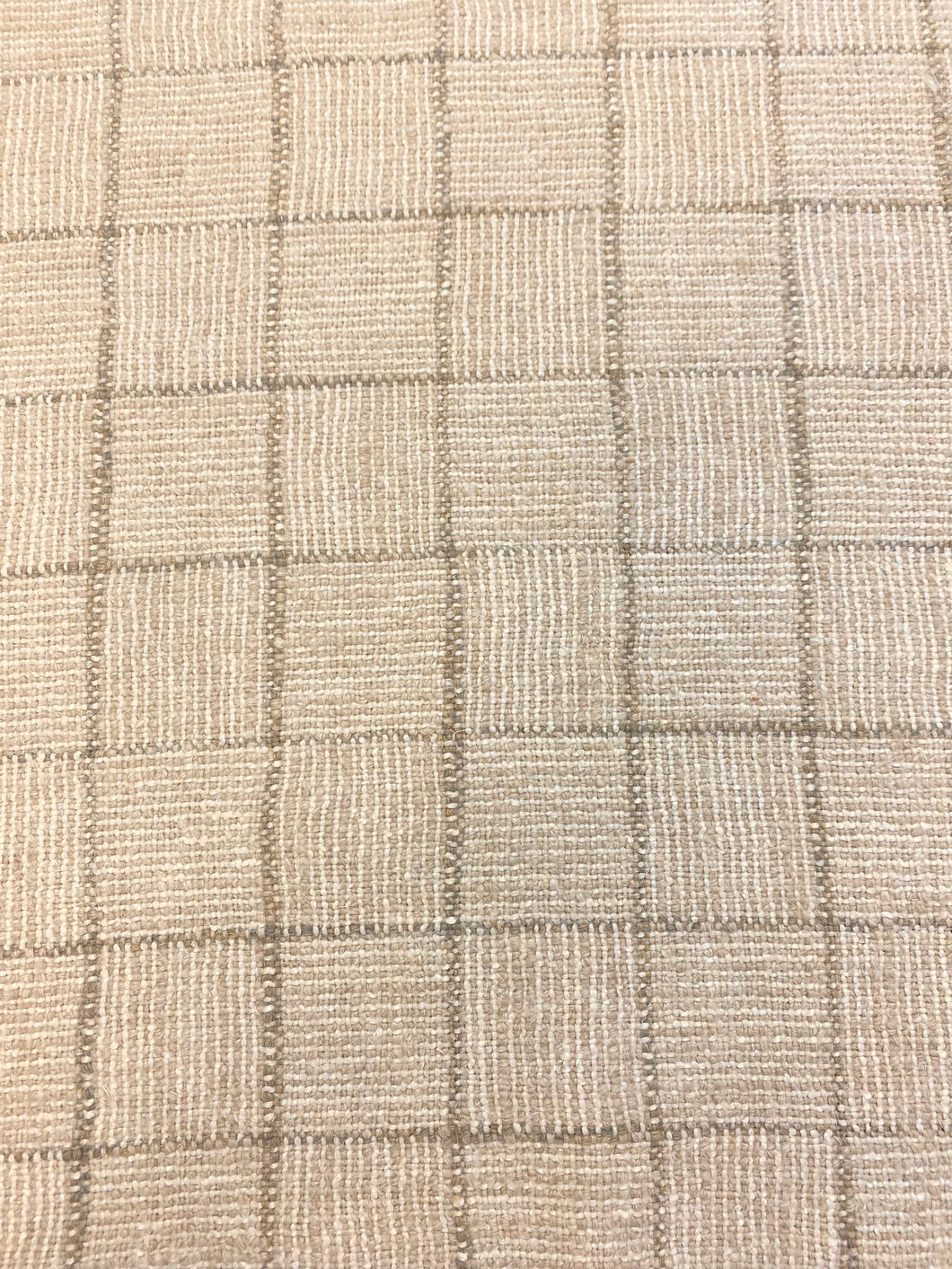 Mark Alexander Crosshatch Check Natural Linen Wool Beige Cream Upholstery Fabric STA 3730