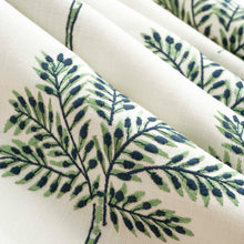 Load image into Gallery viewer, Cotton Emerald Green Ivory Navy Blue Botanical Tropical Palm Tree Upholstery Drapery Fabric FB