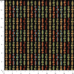 Black Mustard Green Red Aqua Blue Abstract Geometric Upholstery Drapery Fabric CF
