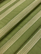 Load image into Gallery viewer, 1.5 Yard Designer Water &amp; Stain Resistant Lime Green Ivory MCM Mid Century Modern Woven Stripe Upholstery Fabric WHS 4209