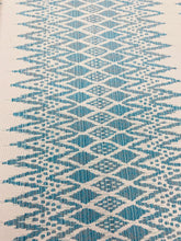 Load image into Gallery viewer, Designer Blue Teal Cream Stripe Ikat Indoor Outdoor Water &amp; Stain Resistant Upholstery Fabric STA 3292