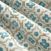 Load image into Gallery viewer, Cotton Off White Teal Blue Taupe Geometric Batik Upholstery Drapery Fabric FB