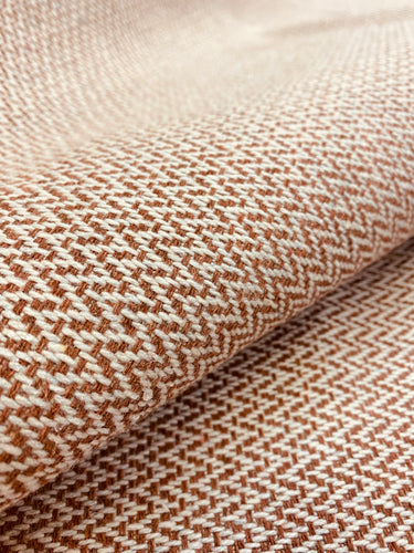 Sien + Co. Sierra Sunbrella Tweed Dusty Rose Copper Brown Grey MCM Herringbone Water Resistant Upholstery Fabric WHS 3073