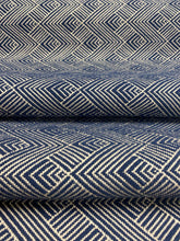 Load image into Gallery viewer, Thibaut Maddox Navy Blue White Geometric Water &amp; Stain Resistant Upholstery Fabric WHS 3106