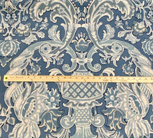 Load image into Gallery viewer, Kravet French Aqua Navy Blue Lorton Linen Damask Water &amp; Stain Resistant Upholstery Drapery Fabric STA 3037
