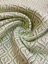 Load image into Gallery viewer, Brunschwig &amp; Fils Emburn Woven Apple Green Cream Geometric Upholstery Fabric WHS 4062