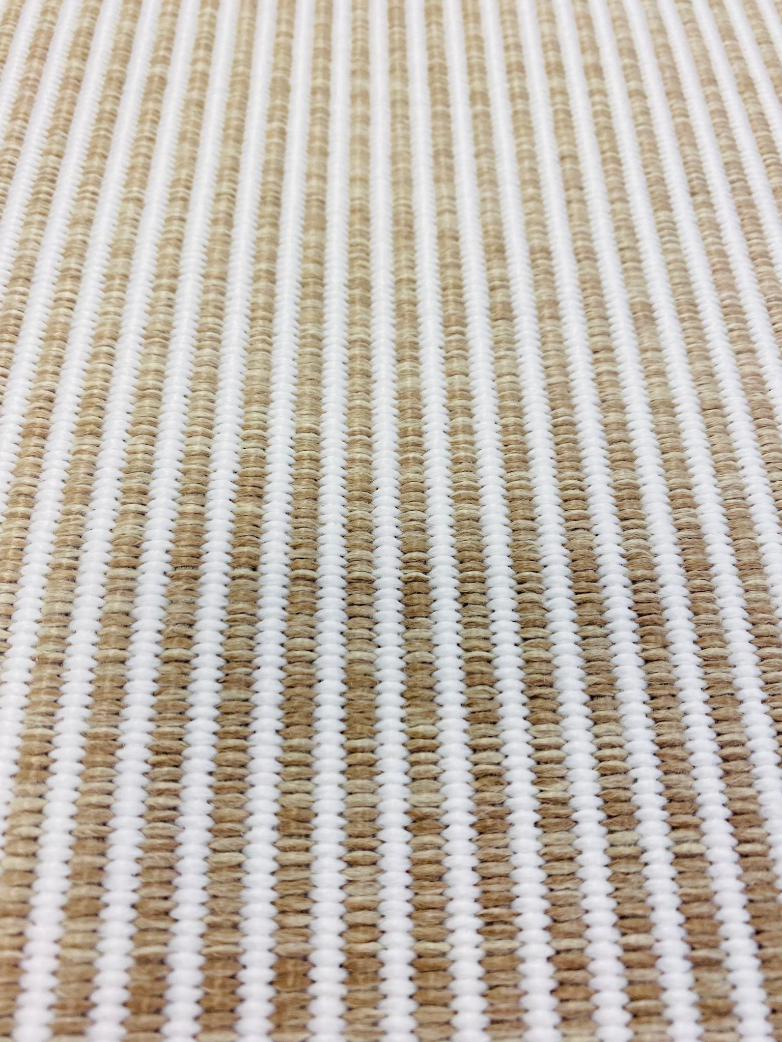 Designer Heavy Duty Wheat Beige White Woven Stripe Faille Upholstery Fabric good STA 3068