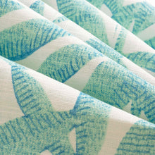 Load image into Gallery viewer, Ivory Teal Green Botanical Linen Cotton Drapery Fabric FB