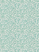 Load image into Gallery viewer, Ivory Teal Green Botanical Linen Cotton Drapery Fabric FB