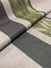 Load image into Gallery viewer, Ilempe"a Stripe on Kailua Ecru Lime Green Taupe Hawaiian Water &amp; Stain Resistant Upholstery Drapery Fabric WHS 3243