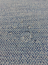 Load image into Gallery viewer, Designer Water &amp; Stain Resistant Navy Blue Aqua White MCM Mid Century Modern Tweed Upholstery Fabric WHS 3649