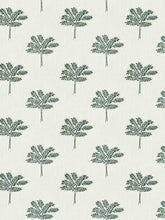 Load image into Gallery viewer, Cotton Emerald Green Ivory Navy Blue Botanical Tropical Palm Tree Upholstery Drapery Fabric FB