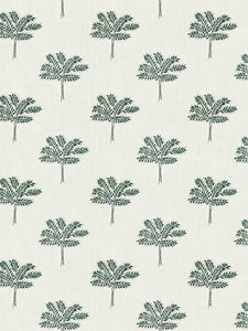 Cotton Emerald Green Ivory Navy Blue Botanical Tropical Palm Tree Upholstery Drapery Fabric FB
