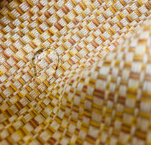 Load image into Gallery viewer, Perennials Raffia Grotto Water Stain Resistant Mustard Gold Beige MCM Mid Century Modern Tweed Indoor Outdoor Upholstery Fabric WHS 3084