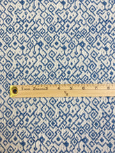 Load image into Gallery viewer, Stout Kerchief White Blue Ethnic Ikat Upholstery Drapery Fabric STA 3119