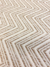 Load image into Gallery viewer, Designer MCM Mid Century Modern Herringbone Cream Beige Geometric Upholstery Fabric WHS 3672