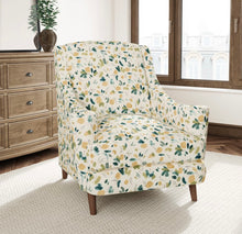 Load image into Gallery viewer, Stain Resistant Teal Green Cream Mustard Floral Upholstery Drapery Fabric CF