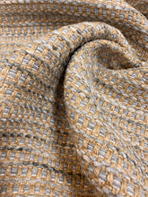 Load image into Gallery viewer, Designer Heavy Duty Beige Ecru Linen Flax Chenille Tweed Grey Water &amp; Stain Resistant Upholstery Fabric WHS 3976