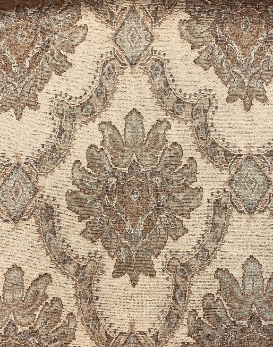 Mustard Beige Taupe Damask Chenille Water & Stain Resistant Upholstery Fabric WHS 3736