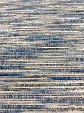 Load image into Gallery viewer, Designer Blue Grey Cream Textured Stripe Water &amp; Stain Resistant Chenille Upholstery Fabric STA 3313