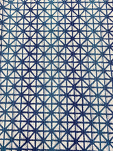 Load image into Gallery viewer, Designer Geometric Water &amp; Stain Resistant Teal Navy Blue Cream Shibori Upholstery Fabric WHS 3360