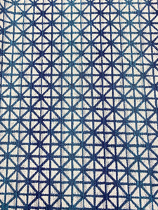 Designer Geometric Water & Stain Resistant Teal Navy Blue Cream Shibori Upholstery Fabric WHS 3360