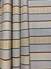 Load image into Gallery viewer, Indoor Outdoor Water &amp; Stain Resistant Brown Beige Gray Stripe Nautical Upholstery Drapery Fabric WHS 3876