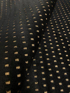 2.3 Yard Fabricut Studded Squares Black Gold Geometric Velvet Upholstery Fabric STA 3983