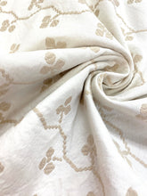 Load image into Gallery viewer, 1.5 Yrd Designer Taupe Cream Floral Woven Upholstery Drapery Fabric WHS 4240