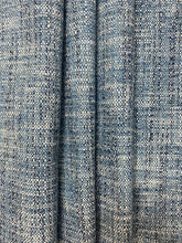 Load image into Gallery viewer, Designer Navy Blue White MCM Mid Century Modern Linen Viscose Tweed Water &amp; Stain Resistant Upholstery Fabric WHS 4054