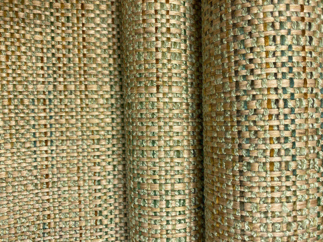 Designer Olive Sage Green Mustard MCM Mid Century Modern Tweed Upholstery Fabric WHS 4201