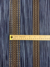 Load image into Gallery viewer, 1.6 Yard Designer Navy Blue Brown Cream Geometric Stripe Upholstery Fabric WHS 3358