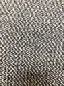Designer Wool Water & Stain Resistant MCM Mid Century Modern Herringbone Charcoal Grey Upholstery Fabric WHS 3911