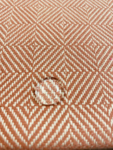 Load image into Gallery viewer, Perennials Chelsea Square Sunset Rose Tarlow Water Resistant Rusty Brown Beige Indoor Outdoor Geometric Upholstery Drapery Fabric STA 3170